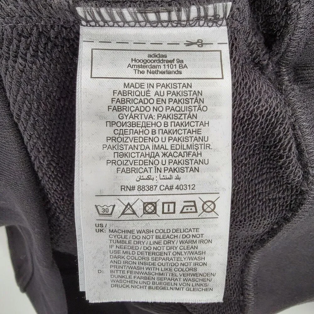 Adidas Originals Hoodie Womens Large Black White Trefoil Pullover Sweatshirt NEW - Picture 14 of 16